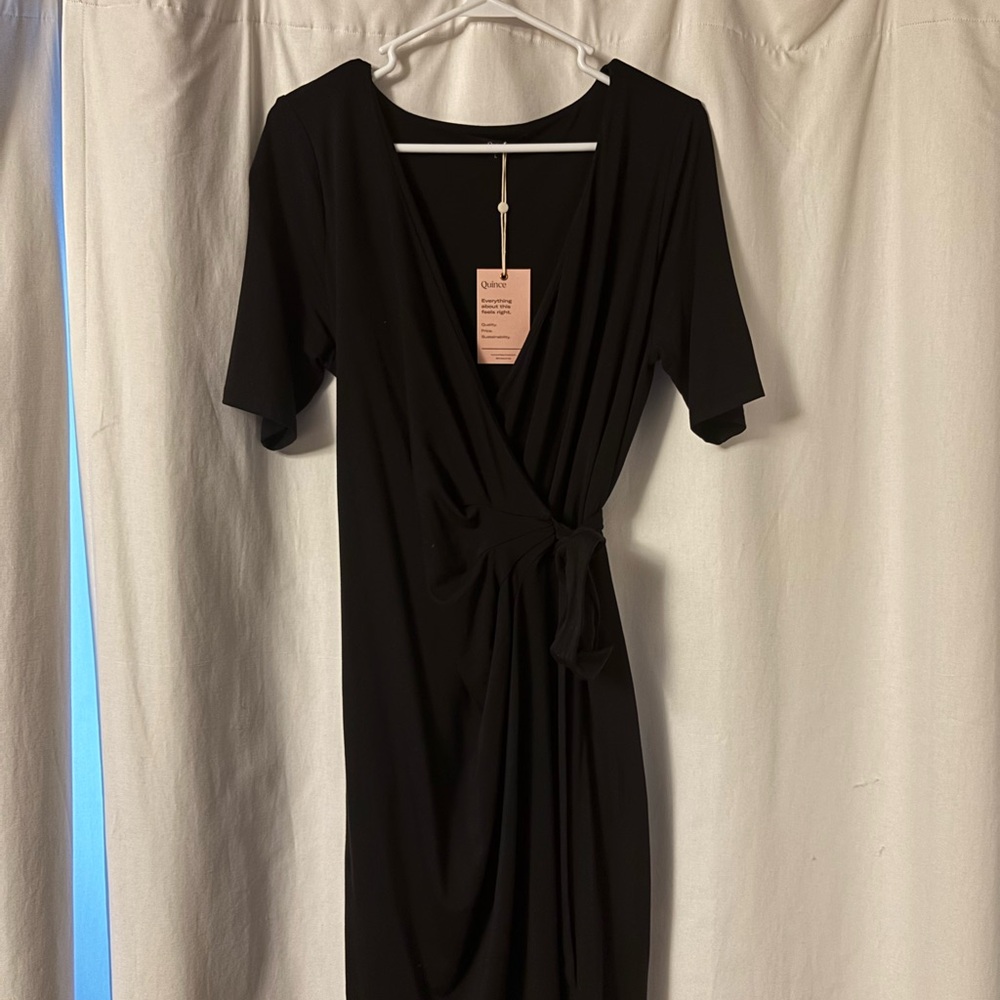 Quince NWT Black Wrap Dress